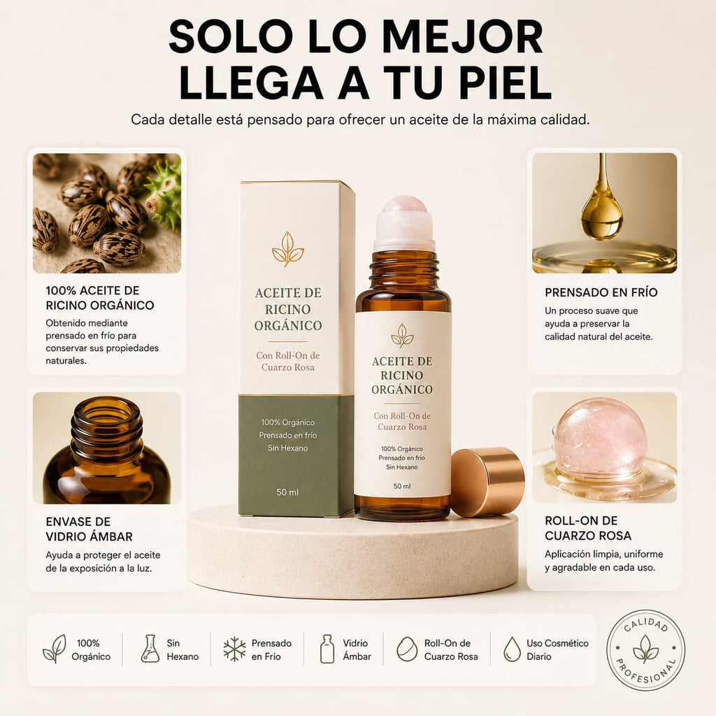 Aceite de Ricino con Roll-On de Cuarzo
